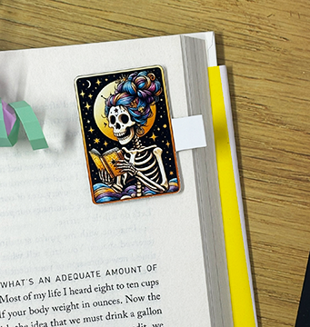 Skeleton Girl Reading Magnetic Bookmark